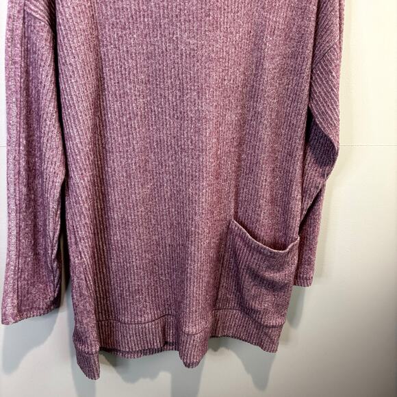 Soft Surroundings Ribbed Purple Hooded Tunic Top - size Medium - Picture 4 of 6